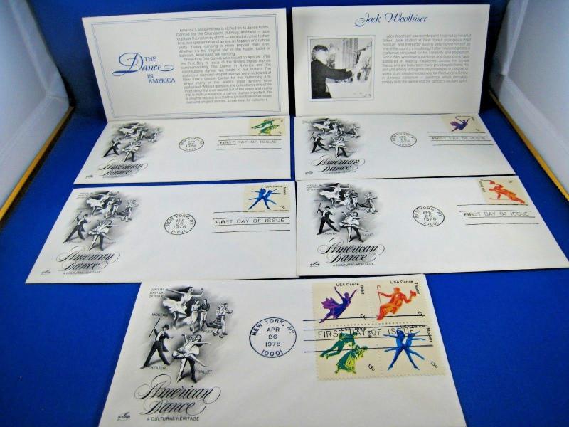 U.S. FIRST DAY COVER SETS - SET of 5 - 1978 - AMERICAN DANCE    (FDC-8x)