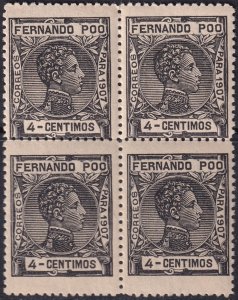 Fernando Po 1907 Sc 155 block MLH* streaky gum