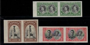 Canada #246a #247a #248a Extra Fine Never Hinged Imperf Pair Set