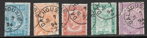 INDIA 1882-90 Group of 5 Telegraph Stamps With DALHOUSIE Postmarks VFU