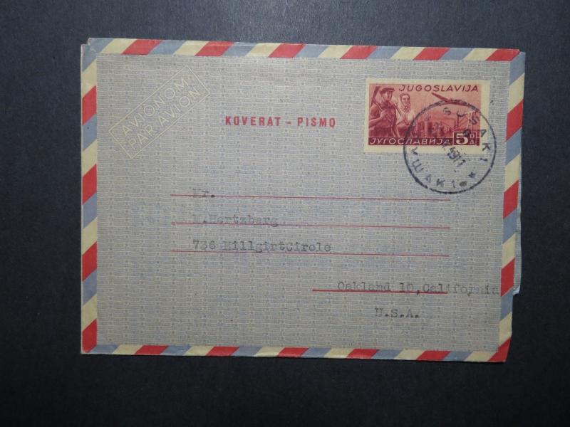 Yugoslavia 1949 Aerogramme to USA - Z12076