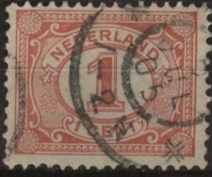 Netherlands 56 (used) 1c numeral, red (1898)