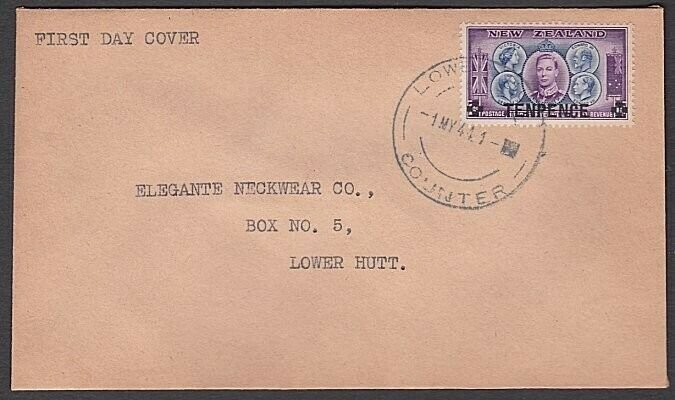 NEW ZEALAND 1944 10d overprint  FDC ACS cat $75.............................W210