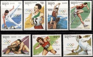 Cambodia 1989 MNH Stamps Scott 962-968 Sport Olympic Games Wrestling Canoeing