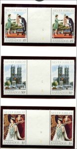 Barbados SC# 452-4 QEII Silver Jubilee  GUTTER PAIRS  MNH