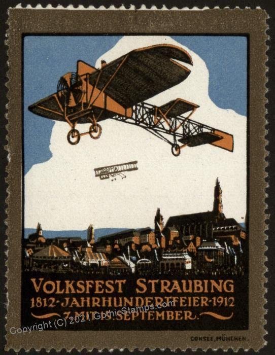 Germany 1912 Volksfest Straubing Original Luftpost Flight MNH Vignette C G102783