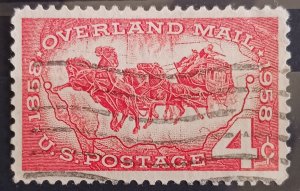1958 United States 1120 Stage Coach and Map of Southwest U.S. Overland Mail Used