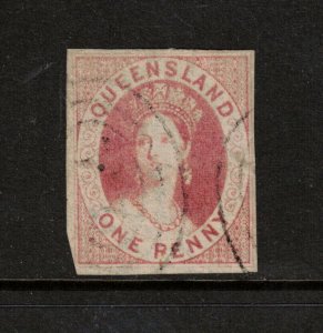 Queensland #1 Used Fine Scarce Stamp 