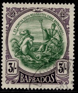 BARBADOS GV SG200, 3s green & deep violet, VERY FINE USED. Cat £110.