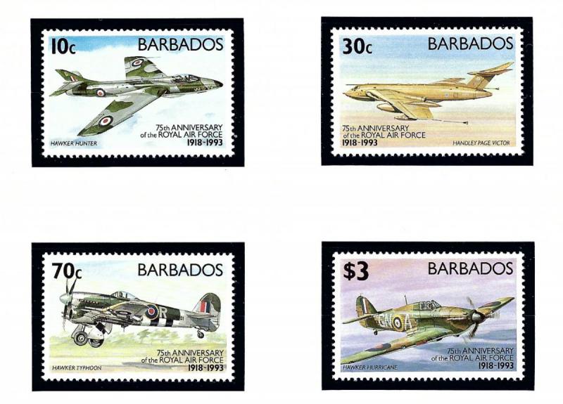 Barbados 842-45 MNH 1993 Royal Air Force 75th Anniv