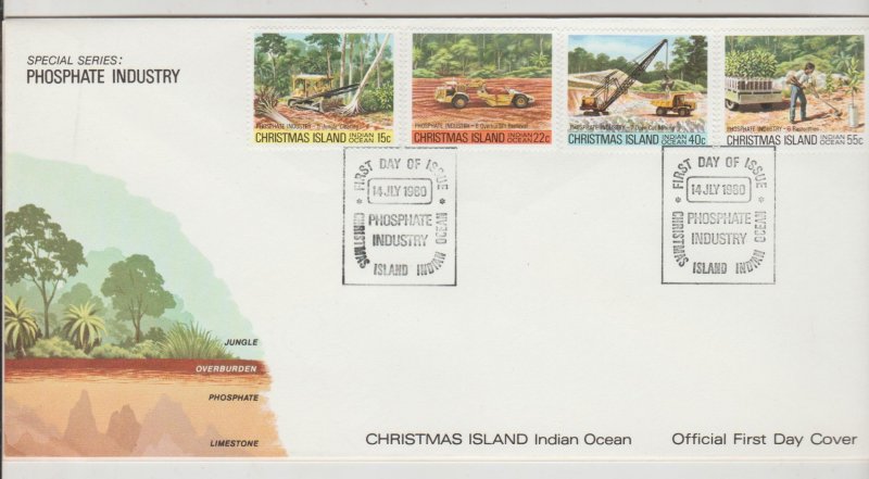 CHRISTMAS ISLAND   INDIAN OCEAN   PHOSPHATE INDUSTRY FIRST DAY COVERS