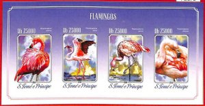 A3278- SAO TOME & PRINCIPE, ERROR IMPERF Miniature sheet: 2014, Flamingos, Birds