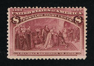 GENUINE SCOTT #236 FINE MINT OG NH MAGENTA 8¢ COLUMBIAN EXPOSITION ISSUE  #8780