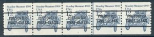 US Stamp #2132a - Stanley Steamer Transportation Coil STtrip of 5 w/ PRECANCEL