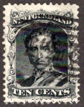 28c, NSSC, Newfoundland, 10c, gray black, p12, Used, Bottom Imprint