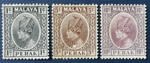 Malaya PERAK 1935-37 Sultan Iskandar 3V Mint SG#88, 91 & 94 M3828