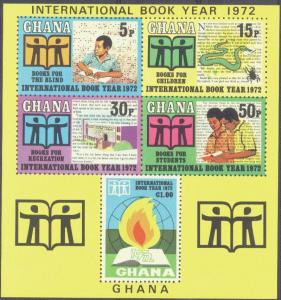 GHANA 449a MNH 1972 International Book Year Souvenir Sheet