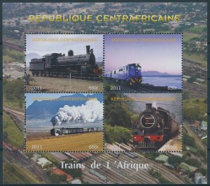 Trains of Africa Railways Stamps Central African Railway 2011 MNH 4v M/S