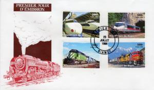 Niger 1998 Sc#1017 Trains  Set  (4) Perforated Official F.D.C.
