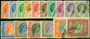 Rhodesia & Nyasaland 1954 Set of 16 SG1-15 Fine Used Stamps