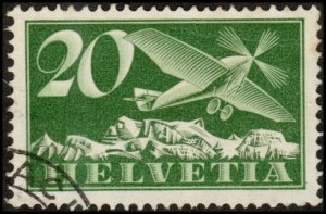 Switzerland C4 - Used - 20c Airplane (1925) (cv $6.00)
