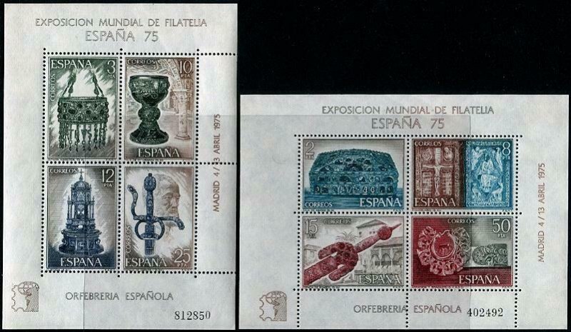 HERRICKSTAMP SPAIN Sc.# 1877-78 1975 Stamp Souvenir Sheets Mint NH