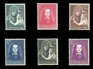 Luxembourg #B156-161 Cat$90, 1950 Child Welfare, complete set, never hinged