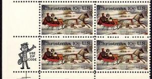 US Stamp #1551 MNH - Currier and Ives Christmas Scene ZIP Block of 4