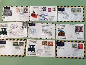 Airmail flight cover mixed world 9 items Ref A1480