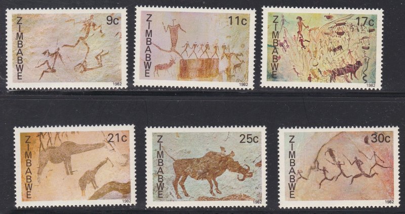 Zimbabwe # 446-451, Rock Paintings, Mint NH, 1/2 Cat.