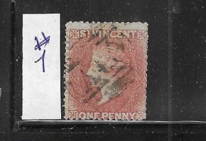 ST VINCENT SCOTT #1 1861 1P (ROSE) UNWMK- USED