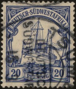 German 1901 SW Africa TSUMEB DSWA Mi14 Unwmk 20pf Yacht 104492