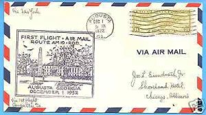 #19N35, AUGUSTA, GA. - PITCAIRN AVIATION 1932, CAM 19 FIRST FLIGHT AIRMAIL COVER