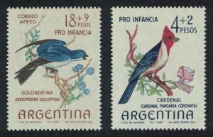 Argentina Cardinal Swallow Birds 2v 1964 MNH SG#1124-1125
