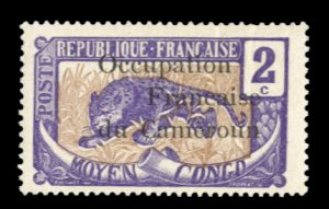 French Colonies, Cameroon #117 Cat$110, 1916 2c violet and brown, disturbed g...