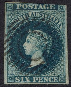 SOUTH AUSTRALIA 1856 QV 6D SLATE BLUE IMPERF USED