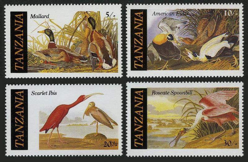 Tanzania 306-309,309a,MNH.Michel 315-318,Bl.55. Audubon's birds 1986.Spoonbill