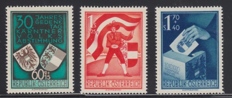 Austria Sc B269-B271 MLH. 1950 Carinthian Plebescite cplt VF