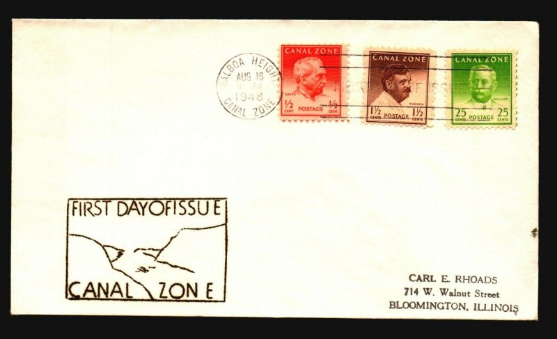 Canal Zone SC# 136, 137, and 140a FDC / Cacheted - L1608