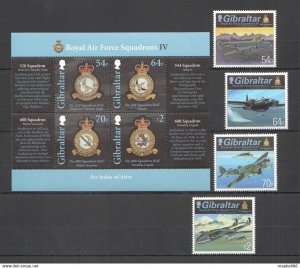 Gibraltar Royal Air Force Squadrons #1693-6 Michel 25.2 Euro Set+Bl ** Nw0036