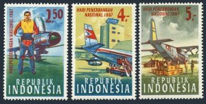 Indonesia 721-723, MNH. Mi 578-580. Aviation Day 1967. Traffic control tower,Jet