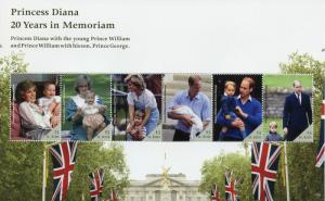 St Kitts Royalty Stamps 2017 MNH Princess Diana 20th Memorial People 6v M/S II