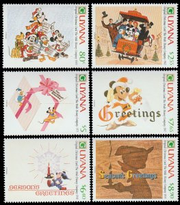 Guyana 1991. Mint Disney Stamp Set.  Christmas Cards.