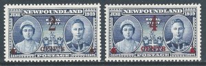 Newfoundland #250-1 NH Visit of King & Queen Issue Surcharged