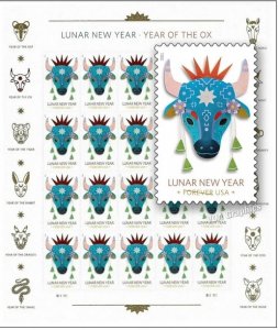 Lunar New Year Ox 2021  Forever stamps 5 sheets total 100pcs