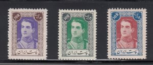 Iran Persia 1942 M.R. Pahlavi Rare High Values #902, 904, 906 MH