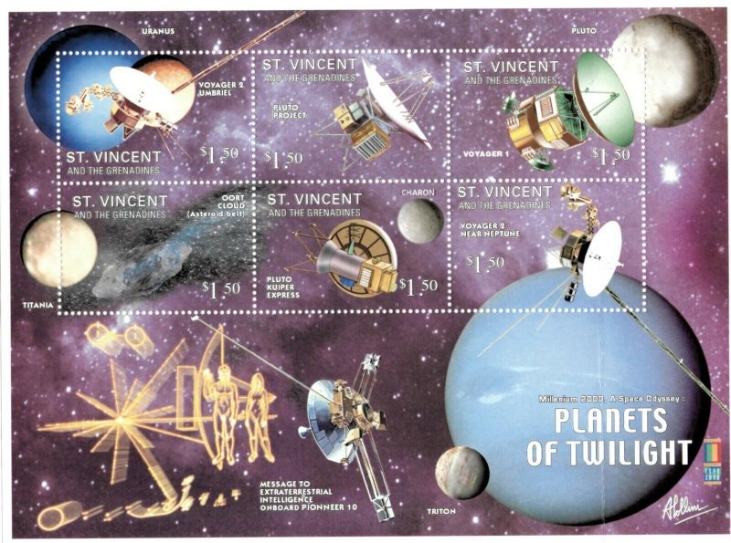 St. Vincent 2000 SC# 2792 Planets of Twilight, Pluto - Sheet of 6 Stamps - MNH