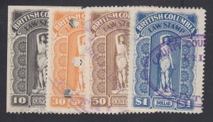 Canada Revenue BCL28-BCL31 Used British Columbia Law Stamp Set