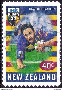 NEW ZEALAND 1999 QEII 40c Multicoloured, U-Bix Rugby Super 12 Championship-Ot...