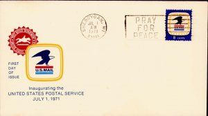 INAUGURATING THE USPS Sheboygan WI 1971   FDC 7-1-71